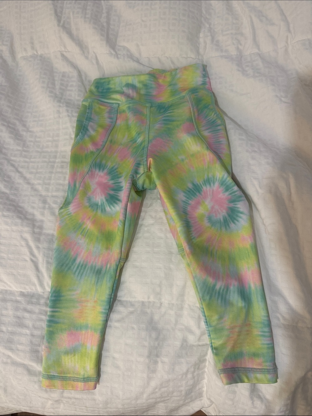 Kids Pastel Tie-Dye Leggings - Green Pink Blue